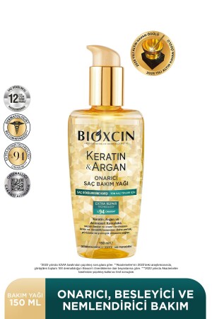 MNZ- Keratin Argan تصلح التغذية زيت رعاية الشعر 150 مل - الشعر المتضرر والحساس - Bioxcin