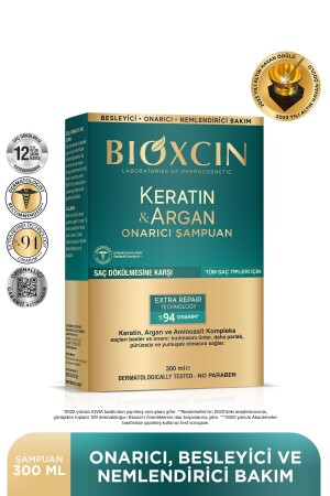 الشامبو من إصلاحات MNZ- Keratin & Argan 300 ml - الشعر المتضرر والحساس - Bioxcin