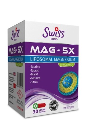 MNZ- سويسري لحم العنزير Mag-5x مغنيسيوم الليبوسوم 30 كبسولة - Bork Swiss Natural