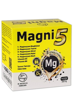 MNZ- Magnesium 5 النموذج الفعال 3 شهريا 90 كبسولة Magni5 B6 فيتامين D بيسغليسينات توريات سيتريت أكسيد الملايت T - DR MÜYE