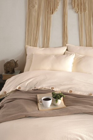 MNZ- Pure Natural 100% Cotton Washable King Size Duvet Cover Set 240*220 PLKS - Macas Home