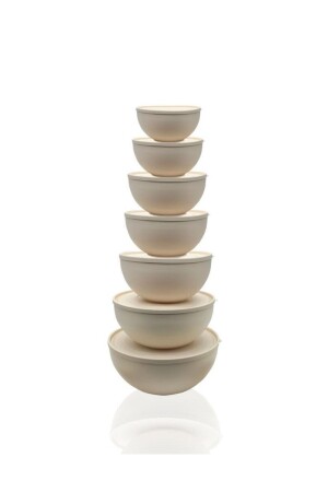كأس من نوع MNZ- Round Bowl مع غطاء مجموعة من 7 كريم TYC00478610060 - Üçsan Plastik