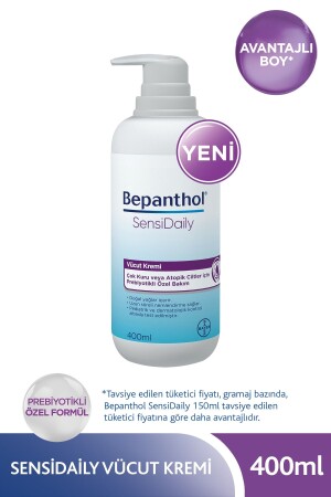 كريم الجسم من مضخة من MNZ- Sensidaily 400 ml l صيغة خاصة مع مضادات الحيوية للمخدرات الجافة جدا أو الجلدية - Bepanthol
