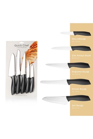 طباخ سكين من طراز MNZ - Set-5 Pieces-Black - Schafer