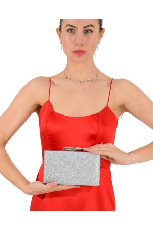 (MNZ) الفضة اللون المزعج (Silvery Evening Bag) حقيبة العرس - Biçanta