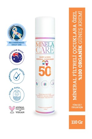 MNZ-منحية عضوية المعدات المصفاة الحماية العالية للطفل والطفل كريم الشمس Spf 50 110gr 8684166397024 - Minelacare