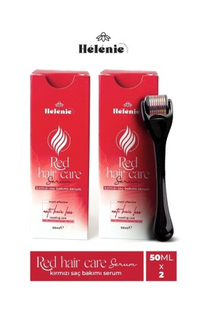 MNZ- Super 2 حزمة Helenie شعر أحمر وحرج صيروم رعاية نمو + Dermaroller 0,5mm HCS006 - HELENİE