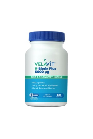 MNZ- V- Biotin Plus 5000 ميكرو غرام مكمل غذائي 60 قرص - Velavit