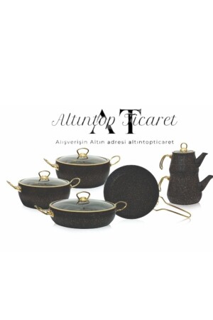 MNZ-غرانيت Via 11 Pcs. طباخات مجموعة سوداء الذهبية Altprmt11 - Remetta