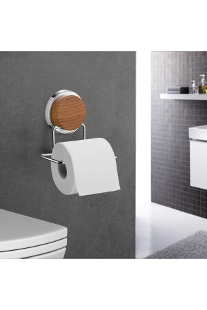 MNZ-خشب نمط سحرية تصحيح سحرية الملصق كروم WC ورق حامل MGK-703W - Okyanus Home