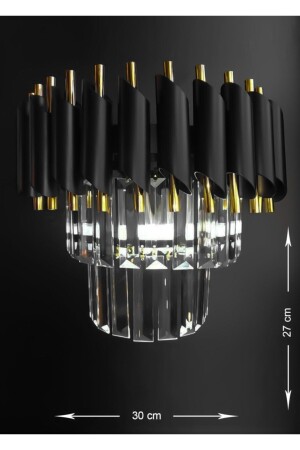 سكونس جدار MNZ Zamira 30 سم سكونس جدار حجر البلور (أسود الذهب) SCONCE0002 GLD - MATMAZEL AKSESUAR