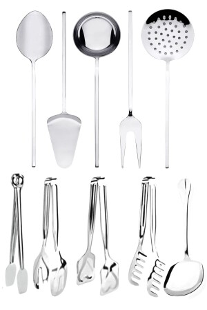 MNZ-10 قطعة الخدمة طنطاً مجموعة اللحاءات Colander Set Spatula Colander Ladle Set Pasta Tongs Tongs Set - Mirilliahome