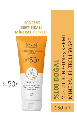 MNZ-100% واقي للجسم الطبيعي من الشمس مضاد للآثار المعدات المصفاة الحماية العالية SPF50 UVA UVB 150 ml MINC-000066 - INCIA