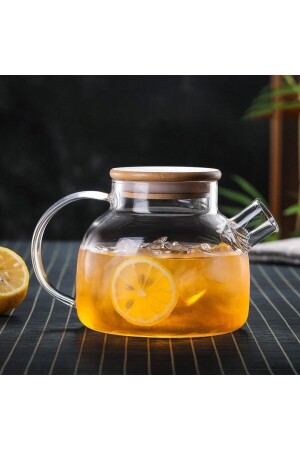 MNZ-1000ml زجاج مقاوم للحرارة الشاي العشبي المضرب الزجاجي الجوب مع غطاء البامبو - Clasavm