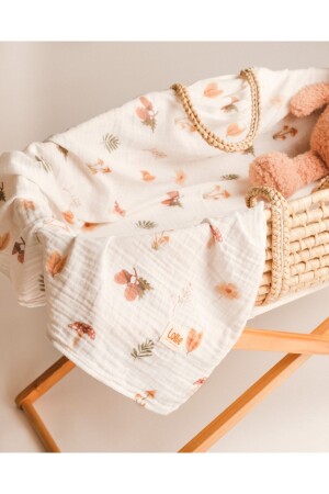 MNZ-100x100 سم كوب كوب عضوي من المسلين الأطفال، خلفية إكرو - الغابة 0101-0100FOR - Lollie Baby&Kids
