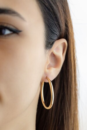 MNZ-14 كيراط ذهبية قبة حلقة الأذن 36 مم - Cenova Jewelry