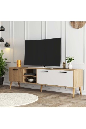 MNZ-1585 Exxen 180 سم (حذاء ساق) وحدة التلفزيون السلة الأبيض - Mezza