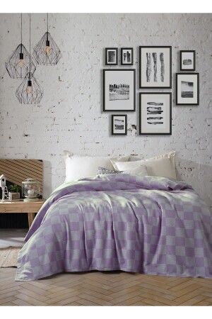 MNZ-16 الألوان متعددة الأغراض غطاء الأريكة المزدوجة 220 × 230 سم - نمط لوحة الشطرنج - Luxtex