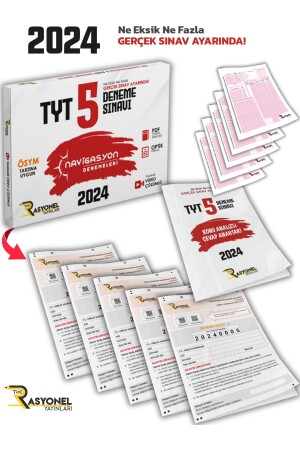 MNZ-2024 Tyt جميع الدورات الملاحة مجموعة التجربة العامة 5 قطع (SET BY ÖSYM) - Rasyonel Yayınları