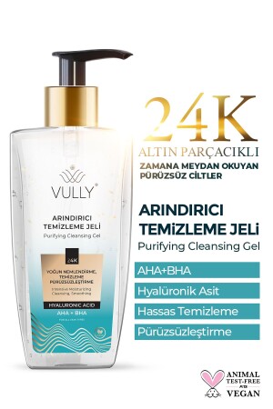 MNZ-24k ذرات الذهب تنظيف رطوبة التسخين التثبيت نظيف الوجه غيل 200 مل تنظيف غيل التنظيف - VULLY