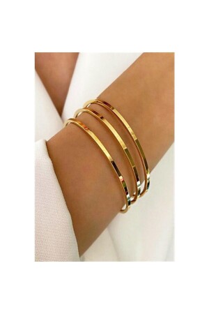 MNZ-3 قطعة من الصلب الذهبية الذهبية المغطاة بـ Ajda Bracelet Set 22 سم 65 مم - Arus
