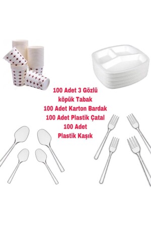 MNZ-3 لوحة الرغوة المكونة من المكونات - شوكة بلاستيكية، ملعقة - كوب ورقية Eco Set 000001 - Özkan Ambalaj Temizlik