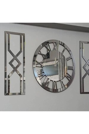 MNZ-3 Pack ساعة الرمال الزخرف ساعة الجدار ساعة طاولة (الفضة) - Wooden Factory
