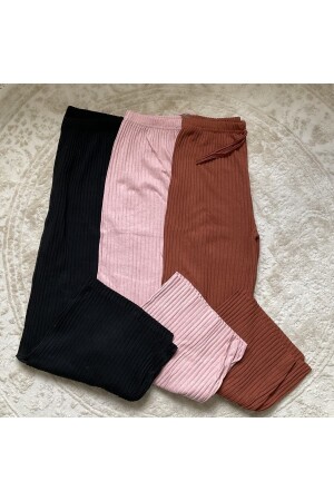 MNZ-3- Piece أسود - وردي - برتقالية زناني Corduroy بنطال مريح & ملابس رياضية - عادي مريح المنزل ارتداء البيجاما - Asel