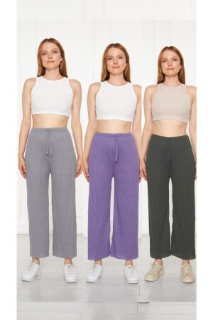 MNZ-3- Piece Smoked - Purple - Anthracite سراويل وملابس رياضية نسائية ، بيجاما ملابس منزلية عادي K0109-001 - Oyga
