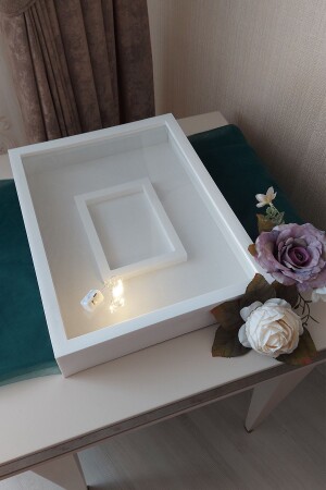 MNZ-30x40 سم LED White Photo Section Design Rose Box Memory Frame! - Verda Çerçeve