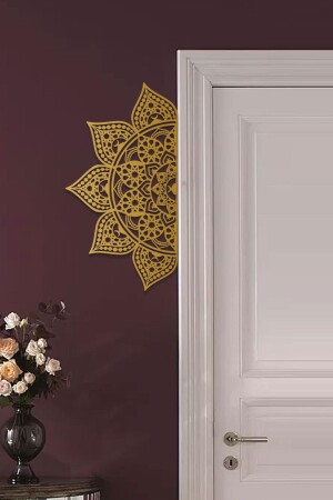 MNZ-32*60 سم - ذهب - معدني رسم الماندالا الجدارية الإسلامية - رسم معدني إسلامي - Wam163 - Wall Art İstanbul