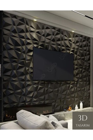 MNZ-3d Embossed Pvc الجيل الجديد الجلد الجليدي لوحة خلفية الماس نمط أسود لون 50x50cm - Bella Carpeti