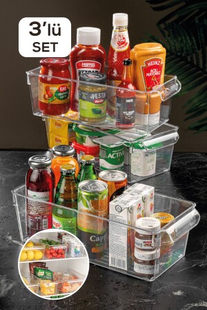 منظمة الثلاجة MNZ-3-piece - منظمة الثلاجة الشفافة الداخلية 3xmidi MCH-543 - Meleni Home