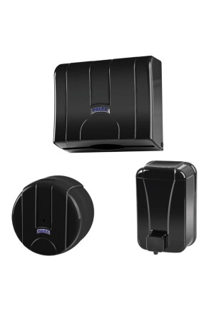MNZ-3-Piece طقم حمام فاخرة مجموعة ورق الحمام، حامل النابكين وطبق الصابون مجموعة، مجموعة سوداء - Palex