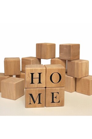 مكعب خشبي من قطعة MNZ-4 مع كتابة المنزل - Bls Home