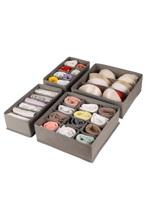 MNZ-4-Piece Gray غرفة الأطفال خزانة الدرج غسيل الجوارب منظمة العسل الخشبية المنسق منظمة PTK4-GRI - Rek Home