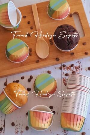 MNZ-50-Piece Rainbow Muffin Cake Mold - كعك كبسولة كعك كعك Mold - Airfryer متوافقة - Trend Hediye Sepeti