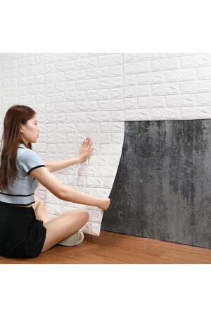 MNZ-50x15 سم سفيد 3D ديكوراتي ذاتية الالتصاق ورق جدارية تغطية للكوافل الرغوة الجمالية - Bien Home