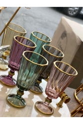 MNZ-6- Piece Flute قهوة مزودة باللون الذهبي بجانب الماء كوب زجاجي كوب Bardak yz. - YzHome