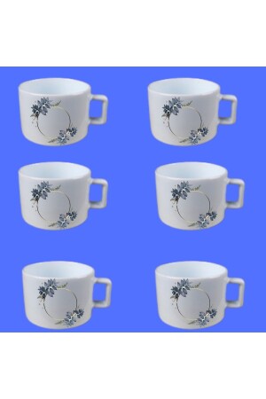 MNZ-6- Piece تصميم زهرة ملونة كوب الشاي Nescafe مجموعة مع سوار الجلد هدية - Homestorebotique