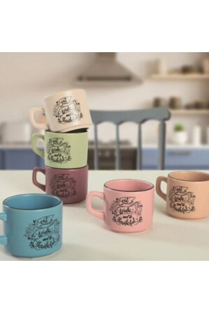 MNZ-6-Piece كوب شاي ملون - Keramika