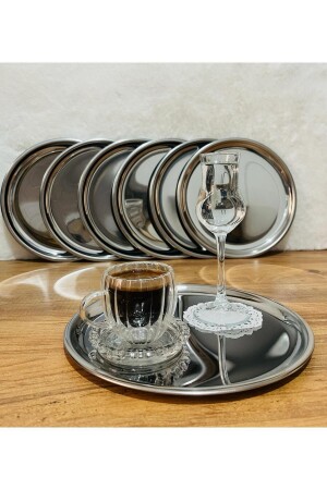 MNZ-6-Piece Stainless Steel 21. 5 سم دوري الشاي والقهوة والكعك خدمة الصندوق العرض الديكورية الصندوق jfğdpse - BİMOTE