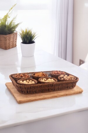 MNZ-7 قطعة راتان Wicker خياطة لوحة عرض - وجبة خفيفة مع صناديق - Vadi