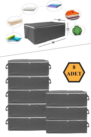 قطعة من طراز MNZ-8 - قاعدة السرير الكبيرة والكراسي نوع السرير حقيبة تخزين 60x40x22 (GRAY) - Nutex
