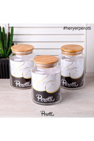 MNZ-800 ml وعاء زجاجي مع غطاء بامبو 3 قطع 10517 - Perotti