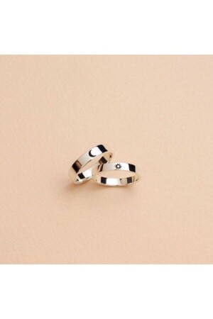 MNZ-925 الفضة النقدية القمر المزدوج والشمس خاتم الزفاف المسافة الطويلة 720404 - Nida Jewelry