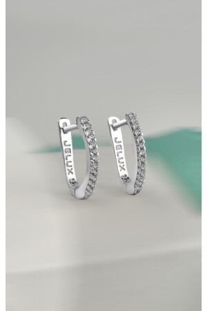 MNZ-925 سبرينغ فولاذ نصف دائرة السواحل الزيركون حجر الأذن - Jelux Silver