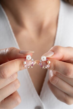 MNZ-925 أرنقات زهرة ورقة من الفضة - Silvano Jewelry