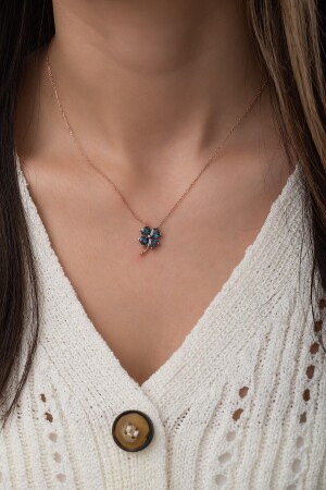 MNZ-925 سدرلينغ Mystic Topaz Stone Clover Necklace نسائي نقدية - NEREZE