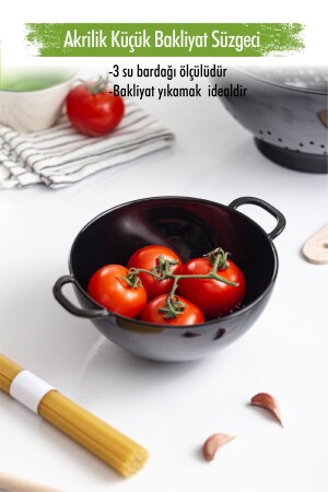 MNZ-Acrylic Black Mini Rice Strainer & Pulses Strainer (3 كوب مقاس) - EWS